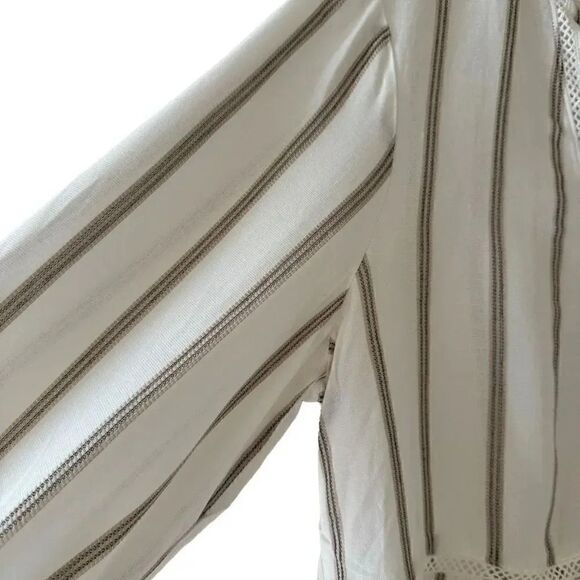 NWT Fever 3/4 Sleeve Blouse, Tan/Ivory Stripes Lace Bohemian Gypsy Sz M #1842 - Picture 6 of 11